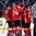 BUFFALO, NEW YORK - DECEMBER 31: Switzerland's Simon le Coultre #4, Andre Heim #24 and Axel Simic #19 celebrate a second period goal by teammate Elia Riva #17 (not pictured) against the Czech Republic during the preliminary round of the 2018 IIHF World Junior Championship. (Photo by Andrea Cardin/HHOF-IIHF Images)

